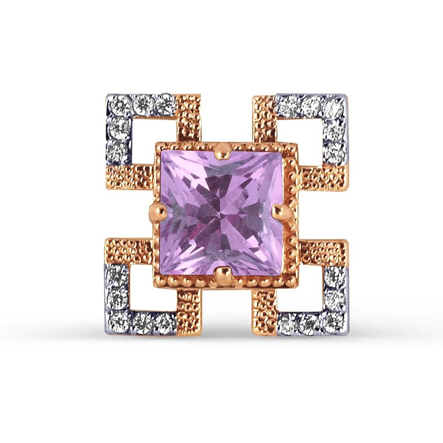 Anh Nger Zolotoy | Anh Nger Mit Amethyst Und Zirkonia 585 Rotgold