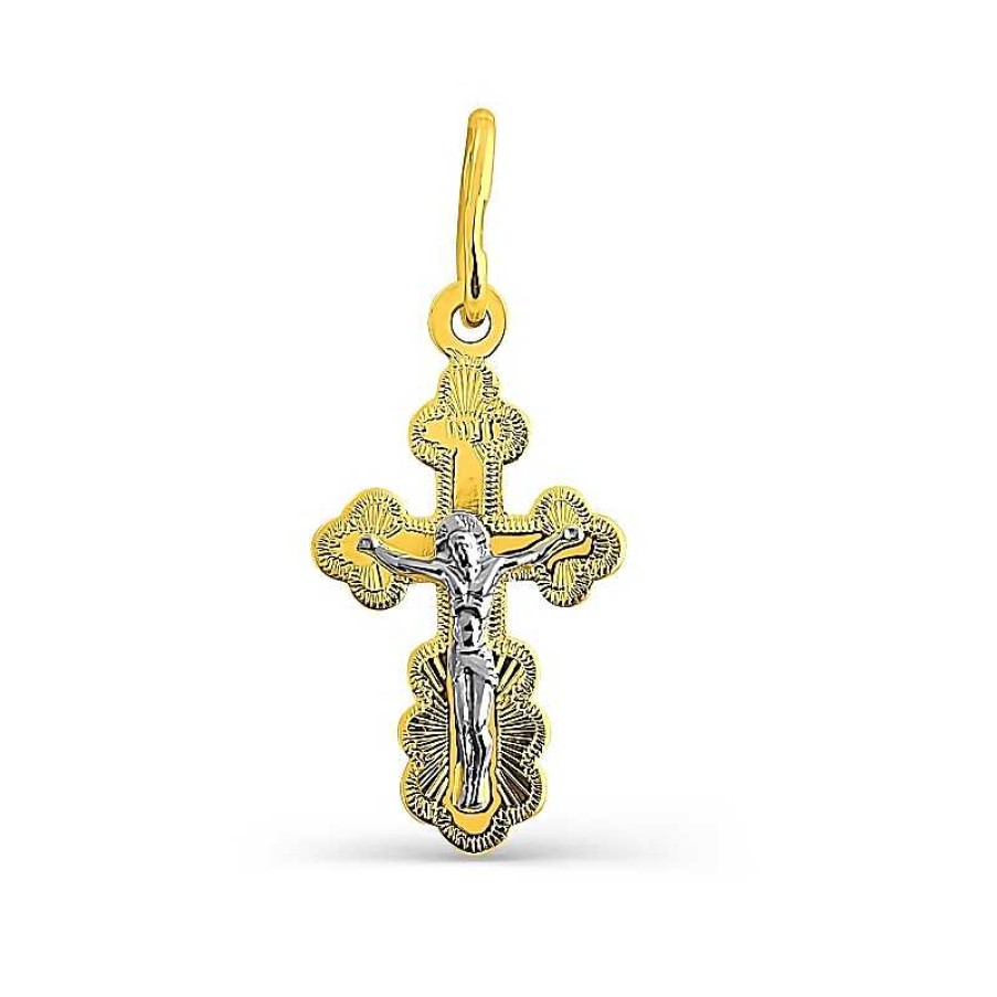 Kreuze Zolotoy | Kreuz Anh Nger "Orthodox" 585 Gelbgold Wei Gold