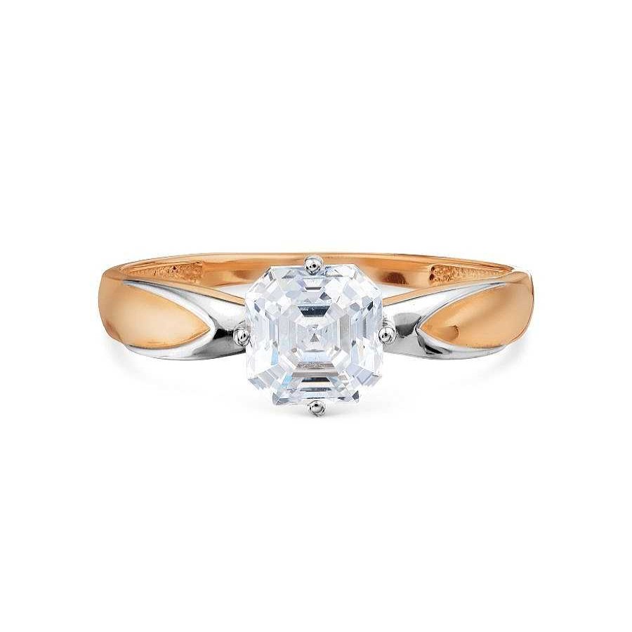 Ringe Zolotoy | Damen Ring 585 Rotgold Zirkonia Bicolor