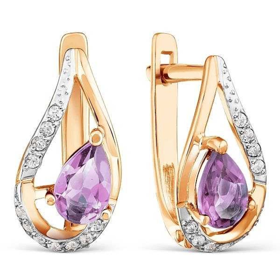 Ohrringe Zolotoy | Ohrringe Mit Amethyst Und Zirkonia