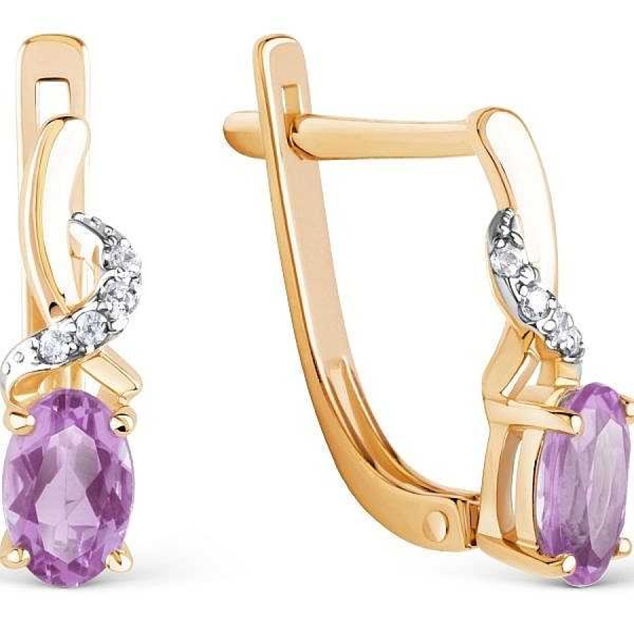 Ohrringe Zolotoy | Damen Ohrringe 585 Gold Amethyst Zirkonia