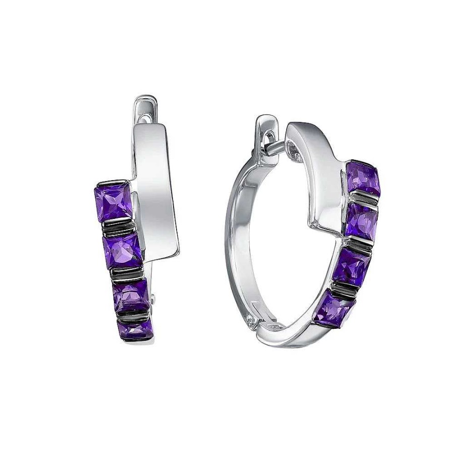 Ohrringe Zolotoy | Klappcreolen 925 Silber Mit Amethyst