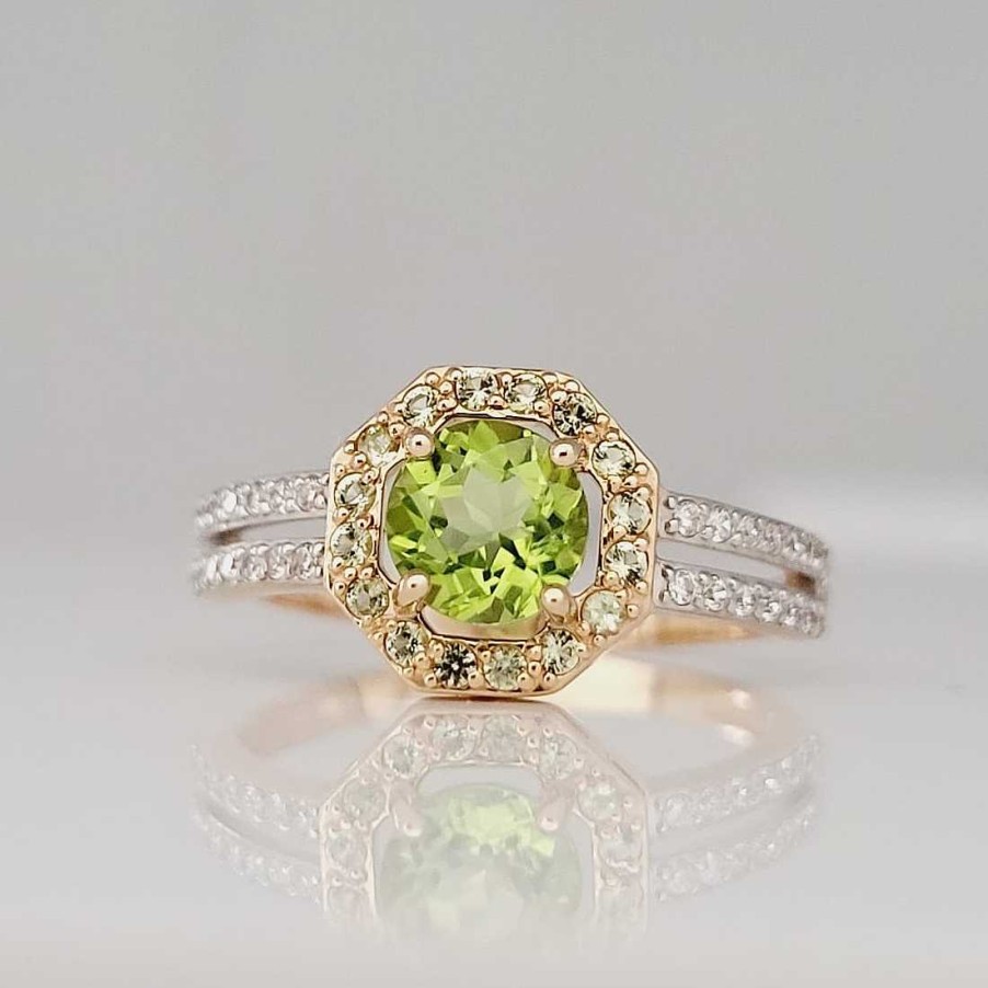 Ringe Zolotoy | Damen Ring 585 Rotgold Peridot (Chrysolite) Zirkonia