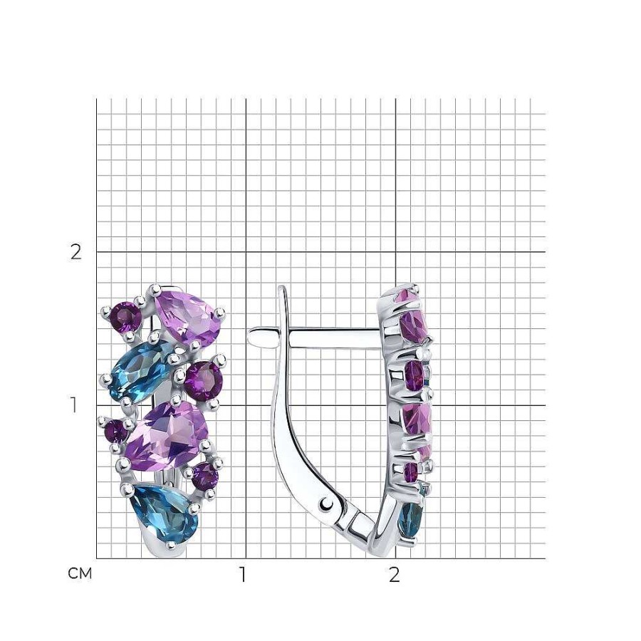 Ohrringe Zolotoy | Ohrringe 925 Silber Mit Topas, Amethyst Und Zirkonia