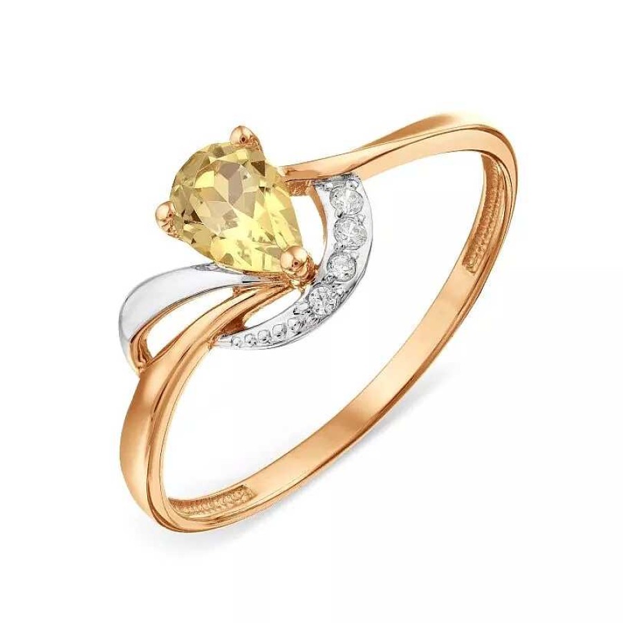 Ringe Zolotoy | Damen Ring 585 Rotgold Citrin Zirkonia