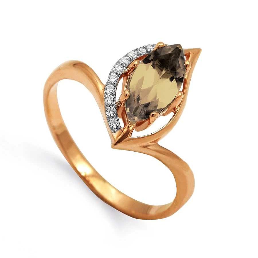 Ringe Zolotoy | Damen Ring Mit Rauchtopas Und Zirkonia - 585 Rotgold