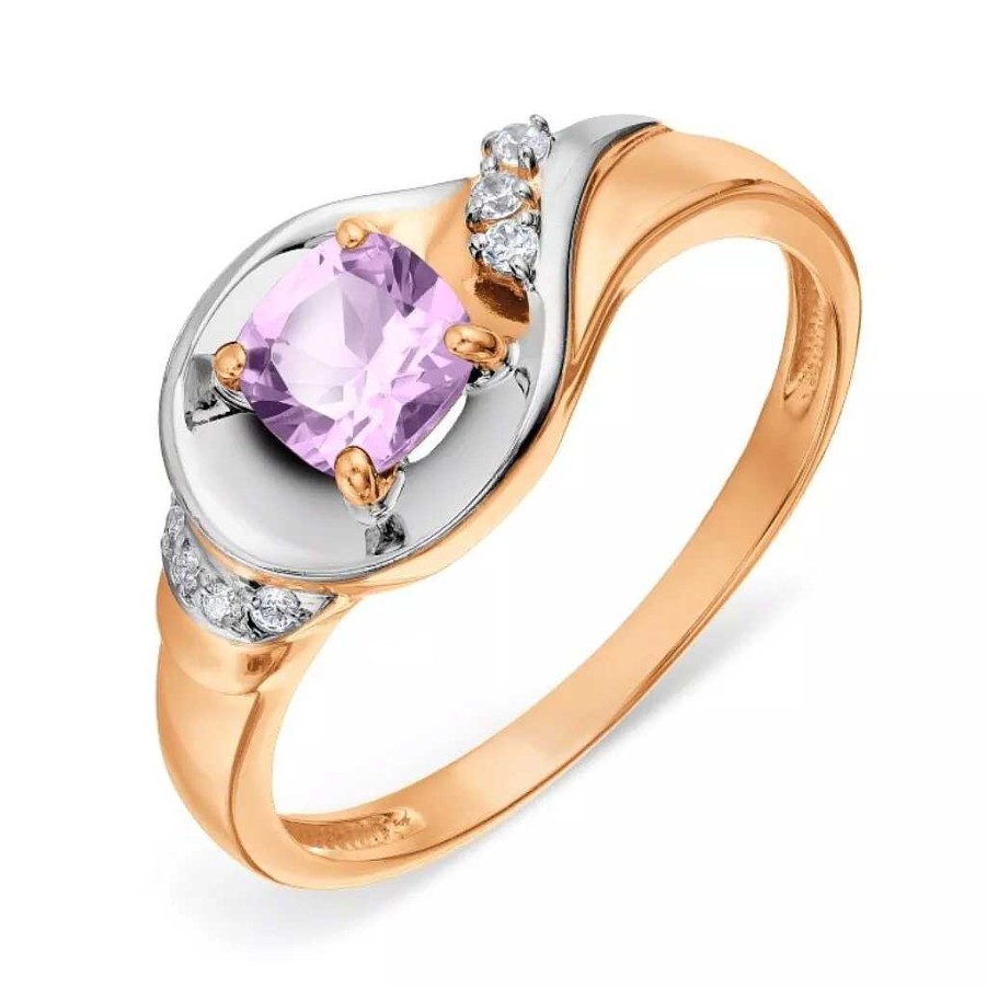 Ringe Zolotoy | Damen Ring 375 Rotgold Mit Amethyst Und Zirkonia