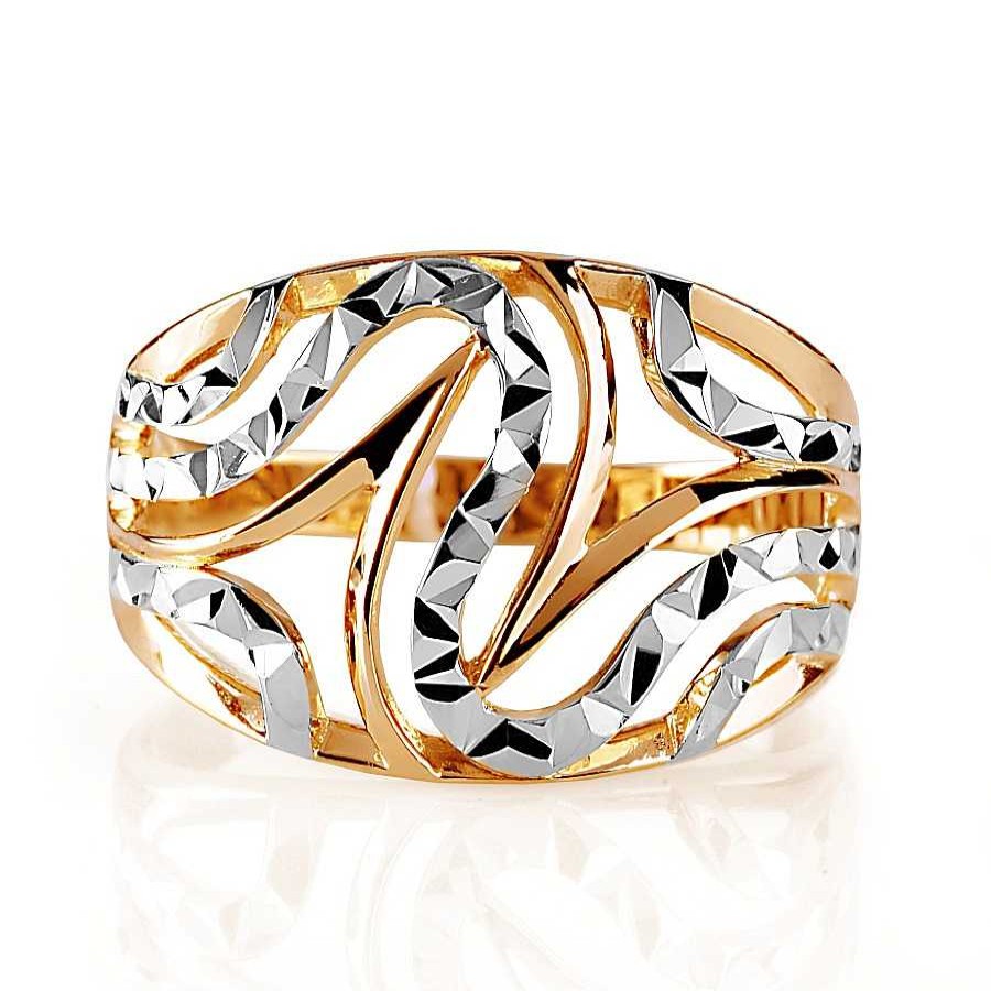 Ringe Zolotoy | Damen Ring Diamantiert 375 Rotgold Bicolor