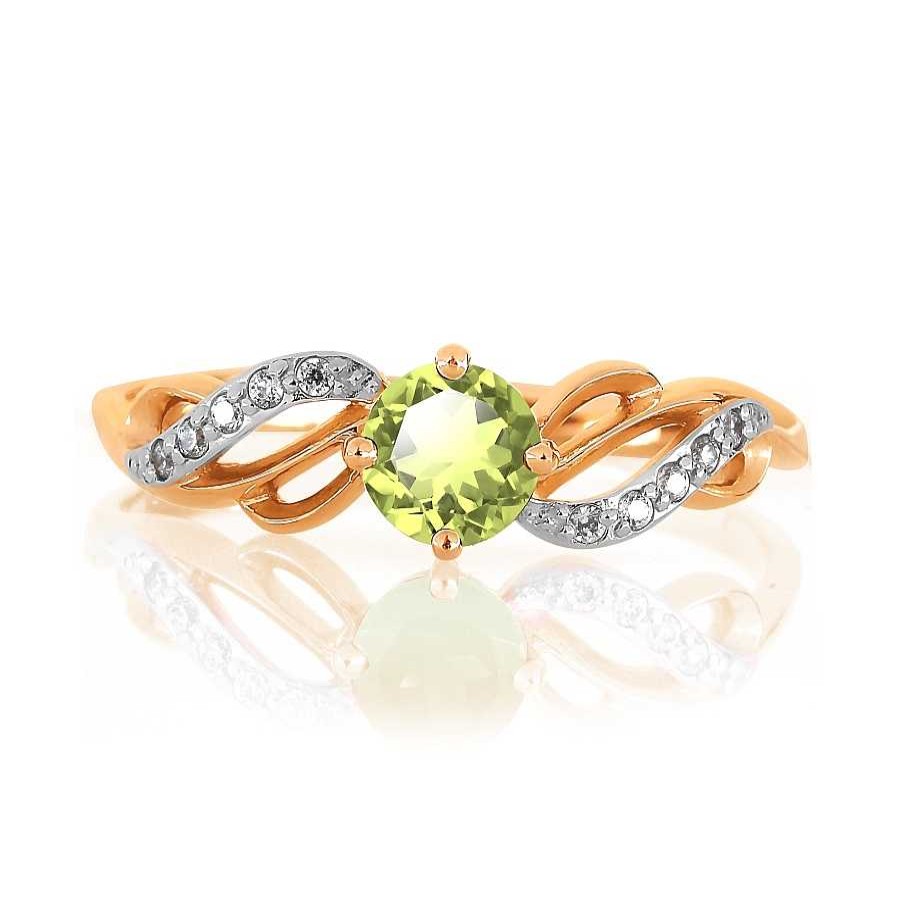 Ringe Zolotoy | Damen Ring 585 Rotgold Mit Chrysolite Und Zirkonia