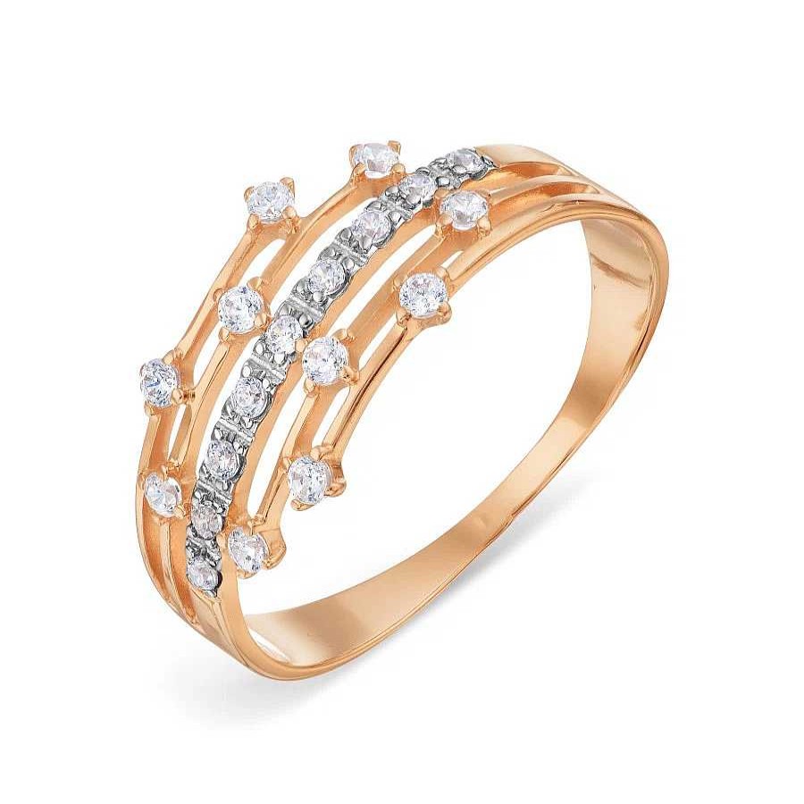 Ringe Zolotoy | Damen Ring Mit 19 Zirkonia 585 Rotgold