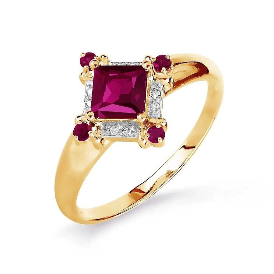 Ringe Zolotoy | Damen Ring Mit Rubin Und Diamant 585 Rotgold