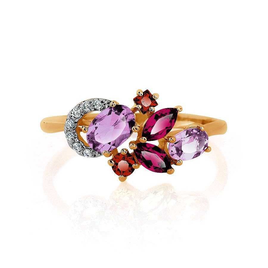 Ringe Zolotoy | Damen Ring Mit Rhodolite Und Amethysten, Granaten, Zirkonia