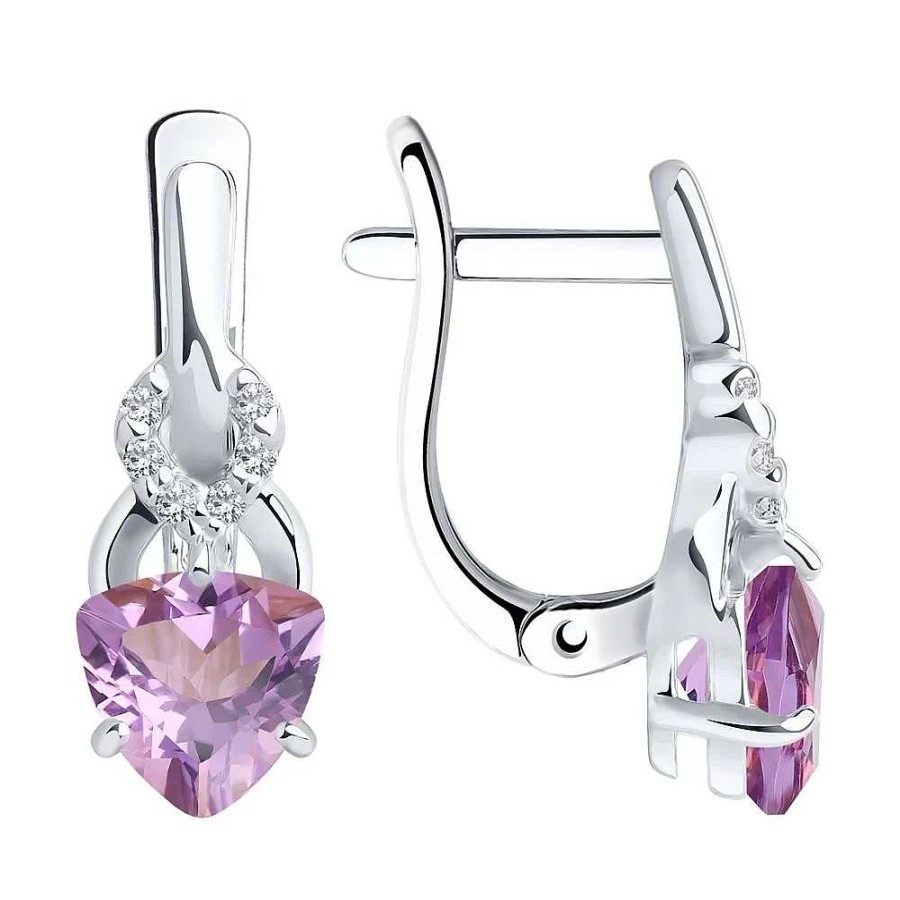 Ohrringe Zolotoy | Paar Ohrh Nger 925 Silber Amethyst Zirkonia