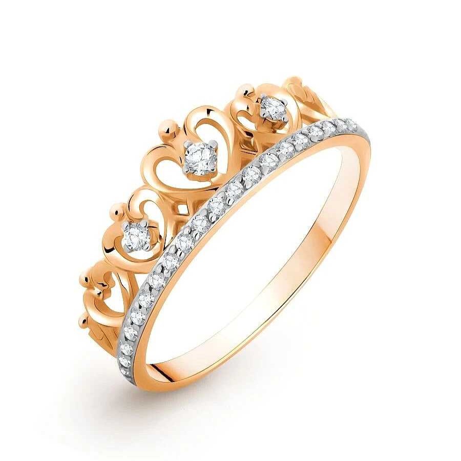 Ringe Zolotoy | Damen Ring "Krone" Mit Zirkonia 585 Rotgold