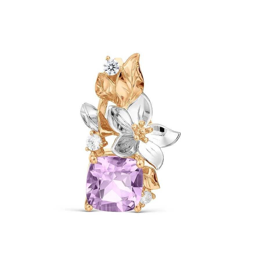 Anh Nger Zolotoy | Kettenanh Nger Mit Amethyst Und Zirkonia - 585 Rotgold