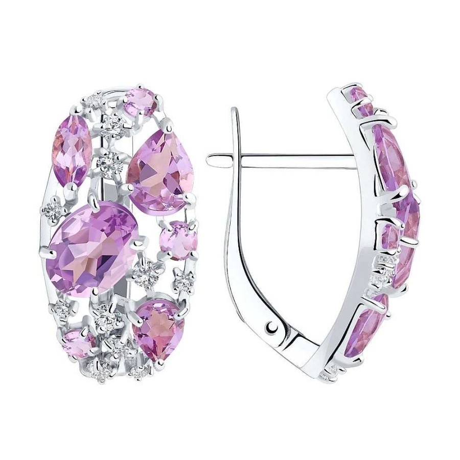 Ohrringe Zolotoy | Ohrringe Mit Amethyst Und Zirkonia 925 Silber