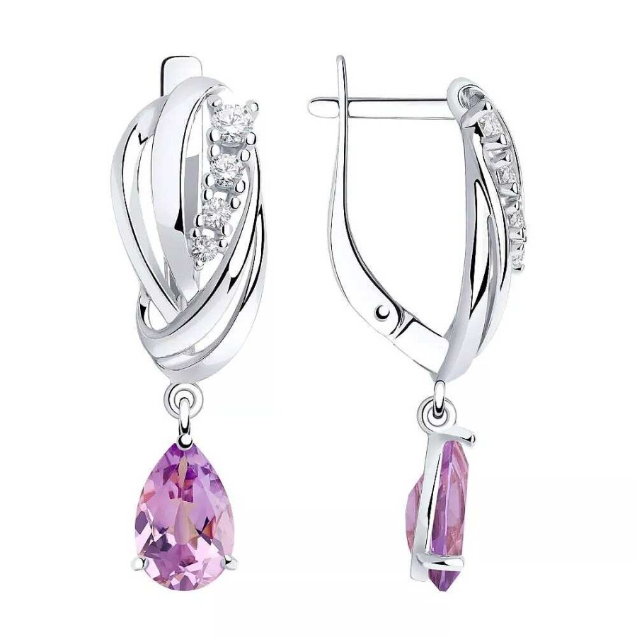 Ohrringe Zolotoy | Paar Ohrh Nger 925 Silber Amethyst Und Zirkonia