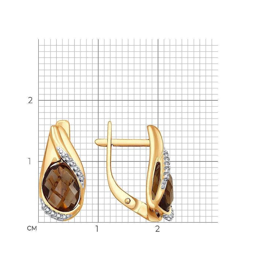 Ohrringe Zolotoy | Ohrringe 375 Rotgold Rauchtopas Zirkonia