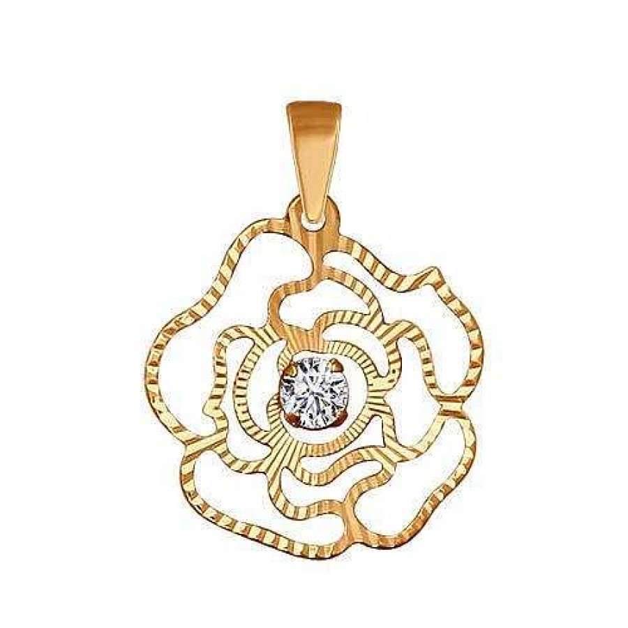 Anh Nger Zolotoy | Anh Nger "Rose Mit Zirkonia" 585 Rotgold Diamantiert