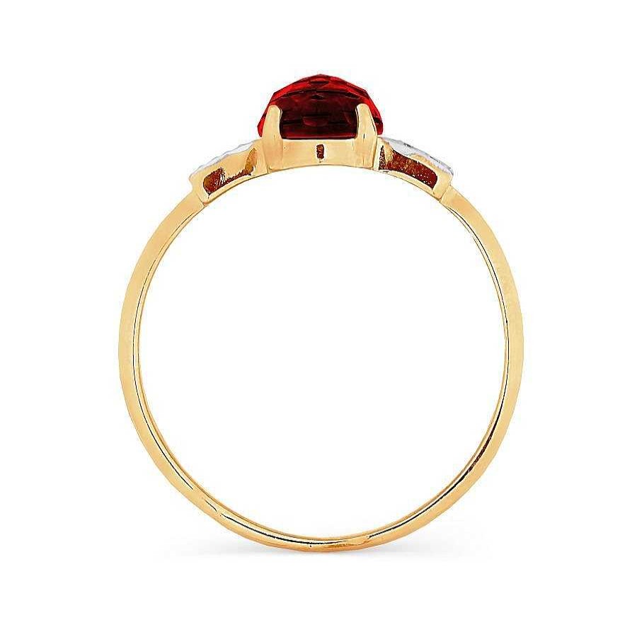 Ringe Zolotoy | Damen Ring Mit Granat Und Zirkonia | 585 Rotgold