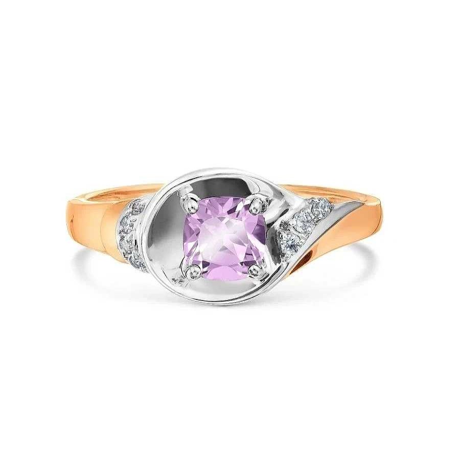 Ringe Zolotoy | Damen Ring 585 Rotgold Amethyst Zirkonia