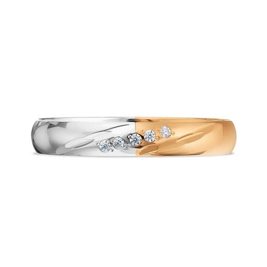 Ringe Zolotoy | Trauring 585 Rotgold Bicolor Mit Zirkonia