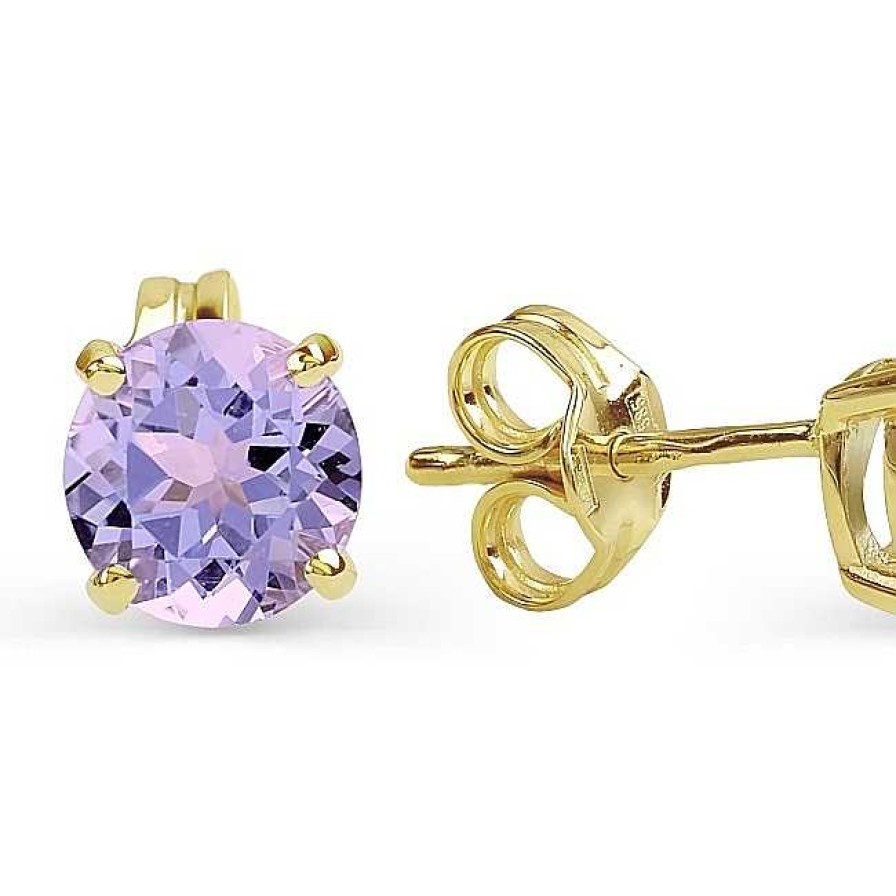 Ohrringe Zolotoy | Paar Ohrstecker 585 Gelbgold Amethyst