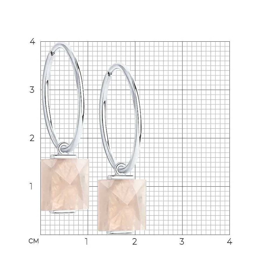 Ohrringe Zolotoy | Ohrringe Mit Quarz Und Zirkonia 925 Silber - Quadrat