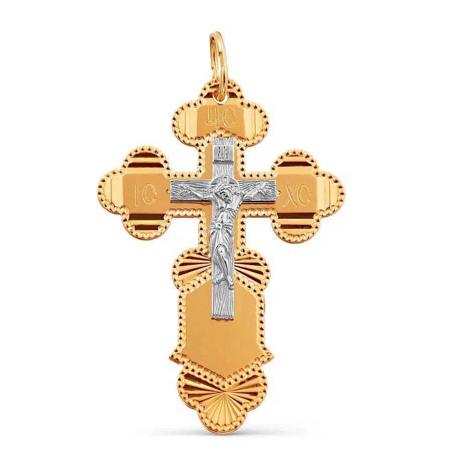 Kreuze Zolotoy | Kreuz Anh Nger Mit Diamantschliff 585 Rotgold