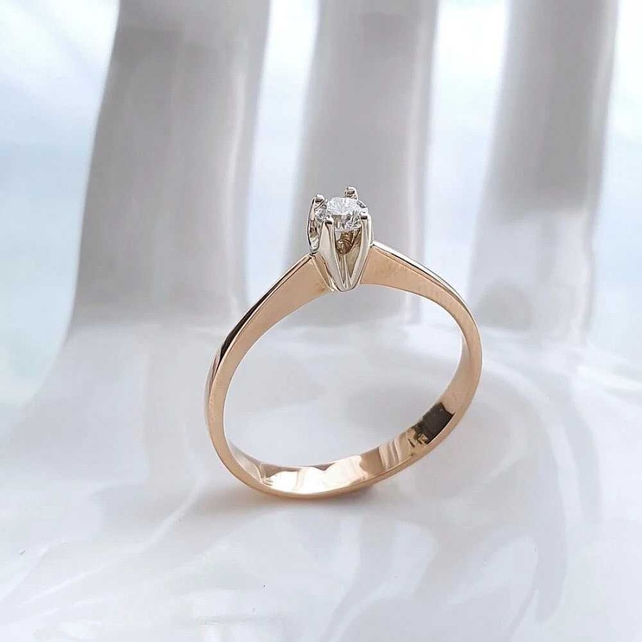 Ringe Zolotoy | Damen Ring 585 Rotgold Brillant Verlobungsring Bicolor