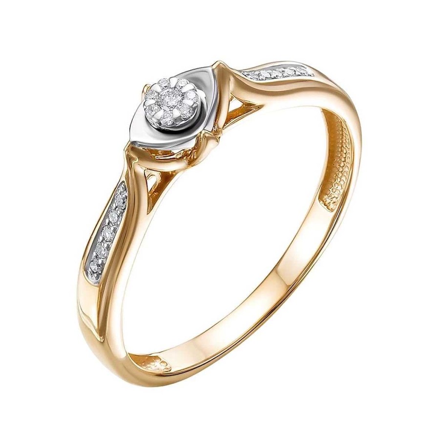 Ringe Zolotoy | Damen Ring 585 Rotgold Diamanten Bicolor