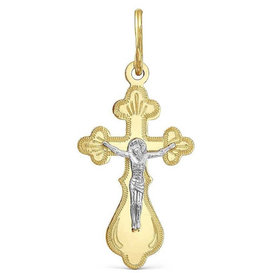 Kreuze Zolotoy | Kreuz Anh Nger "Orthodox" 585 Gelbgold Weissgold