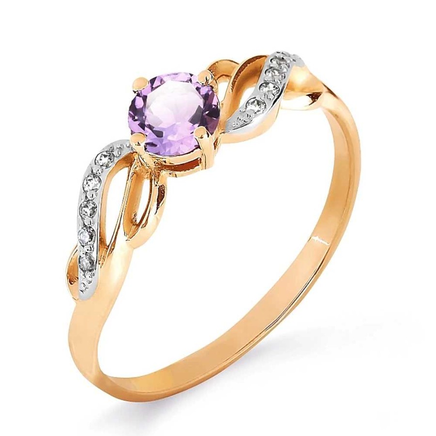 Ringe Zolotoy | Damen Ring 585Er Rotgold Mit Amethyst Und Zirkonia