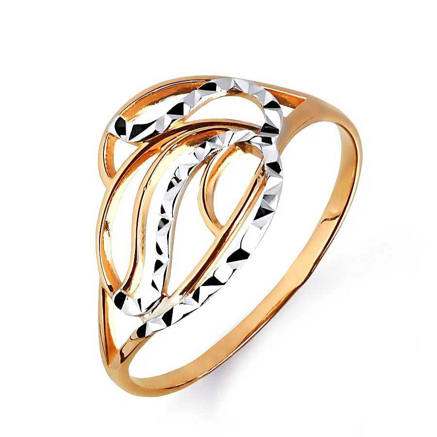 Ringe Zolotoy | Damen Ring 585 Rotgold Bicolor Diamantiert