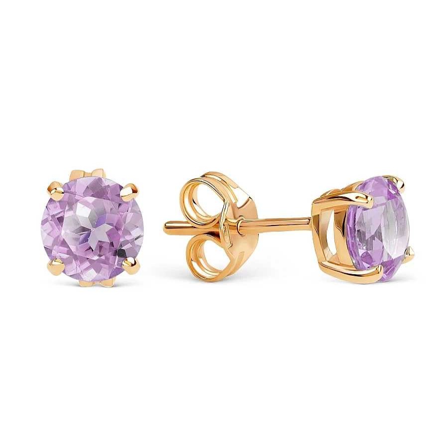 Ohrringe Zolotoy | Paar Ohrstecker 585 Rotgold Amethyst