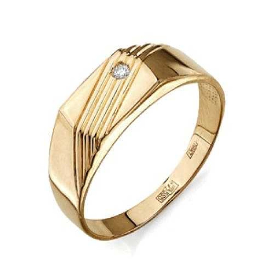 Ringe Zolotoy | Herren Ring Siegelring Mit Brillant 585 Rotgold