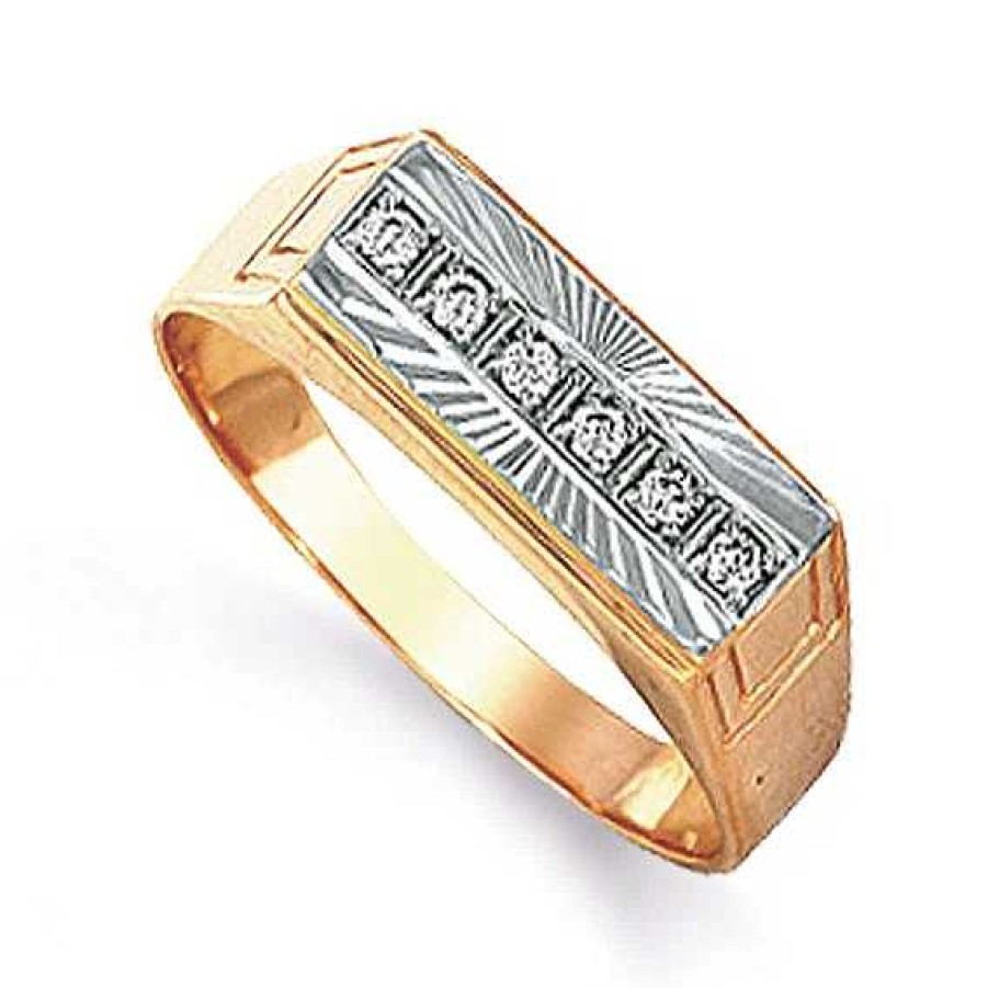 Ringe Zolotoy | Herren Ring Mit Zirkonia 585 Rotgold