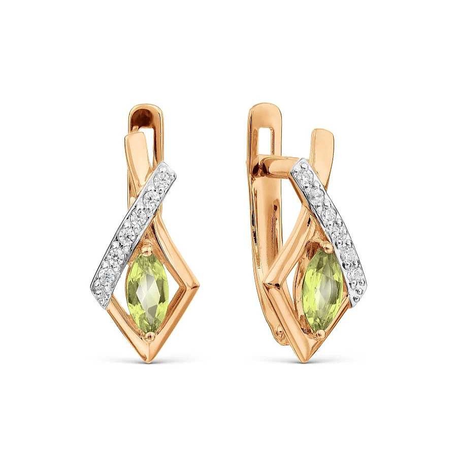 Ohrringe Zolotoy | Ohrringe 585 Rotgold Peridot Und Zirkonia