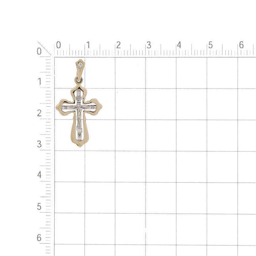 Kreuze Zolotoy | Kreuz "Segne Und Rette" 585 Rotgold Zirkonia Bicolor