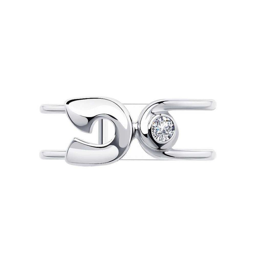 Ringe Zolotoy | Damen Ring Sicherheitsnadel 925 Silber Zirkonia