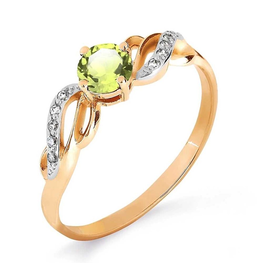 Ringe Zolotoy | Damen Ring 585 Rotgold Mit Chrysolite Und Zirkonia