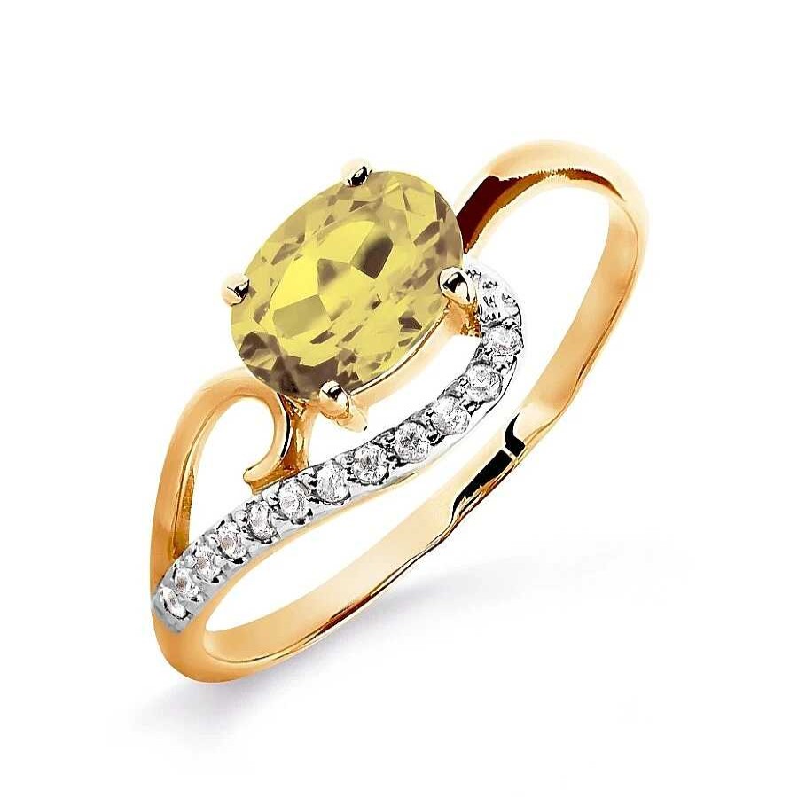 Ringe Zolotoy | Damen Ring 585 Rotgold Citrin Zirkonia