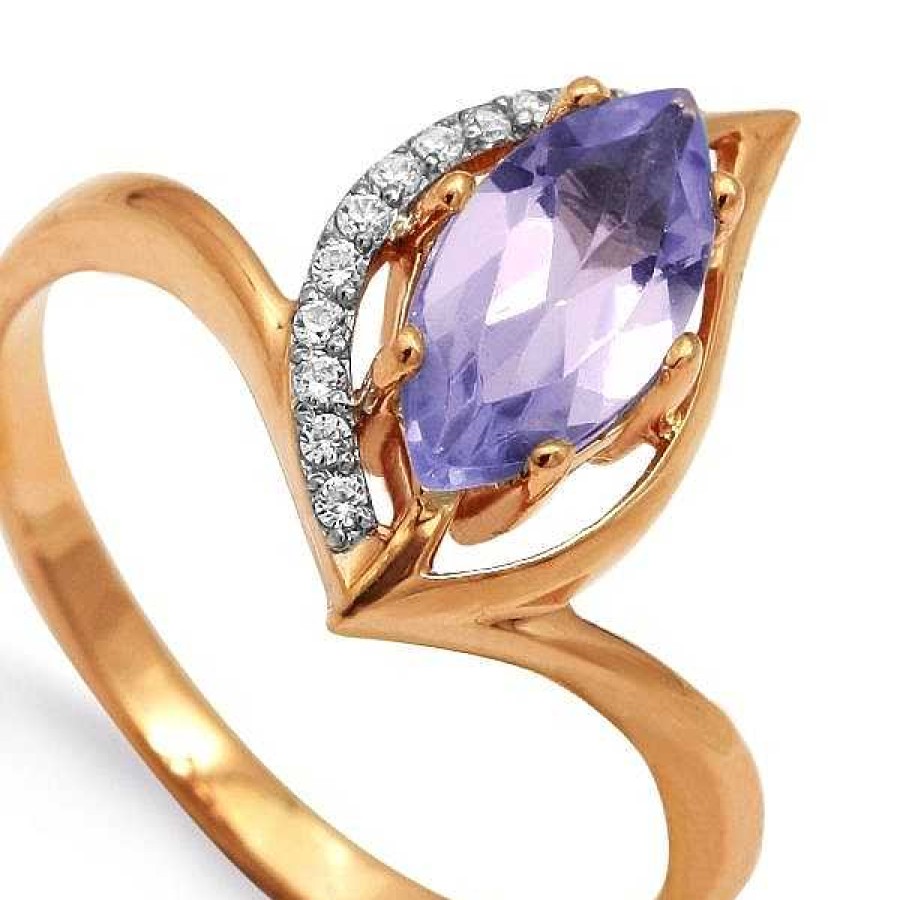 Ringe Zolotoy | Damen Ring Mit Amethyst Und Zirkonia 585 Rotgold