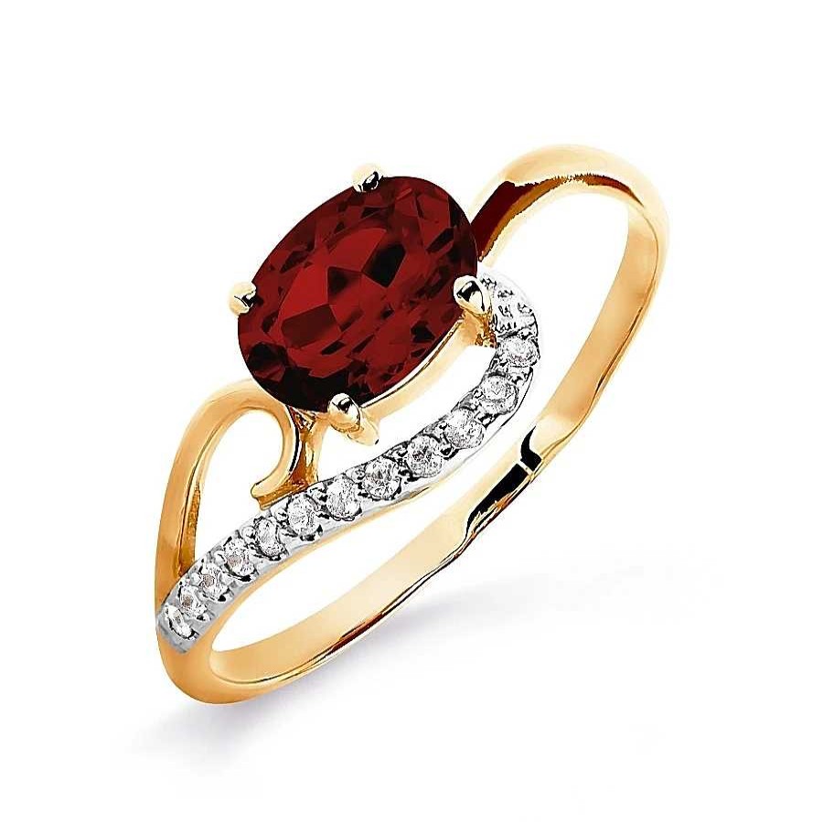 Ringe Zolotoy | Damen Ring 585Er Rotgold Granat Zirkonia