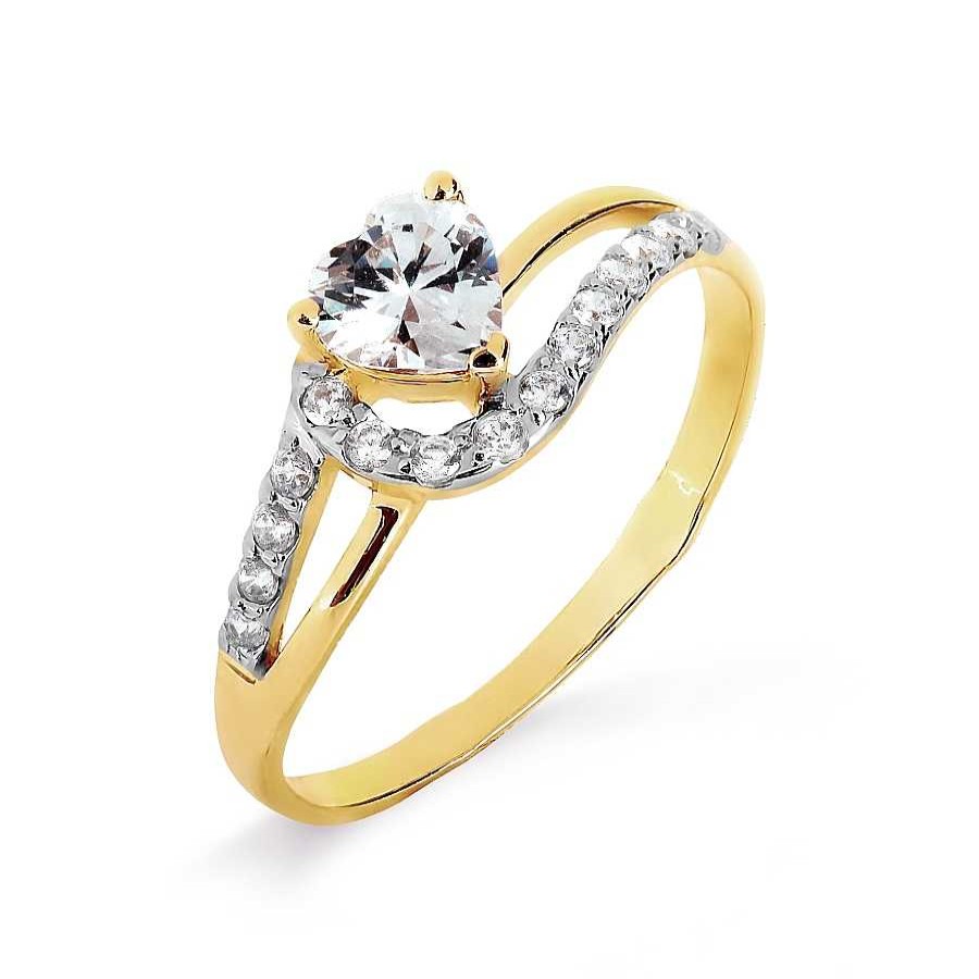 Ringe Zolotoy | Damen Ring "Herz" 585 Gelbgold Zirkonia