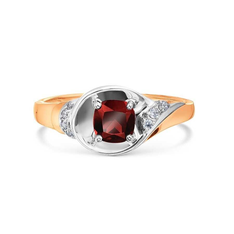 Ringe Zolotoy | Damen Ring 375 Rotgold Granat Zirkonia