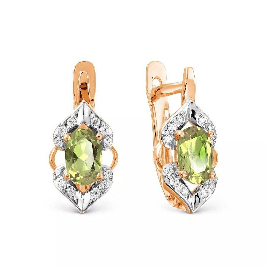 Ohrringe Zolotoy | Damen Ohrringe 585 Rotgold Peridot Zirkonia