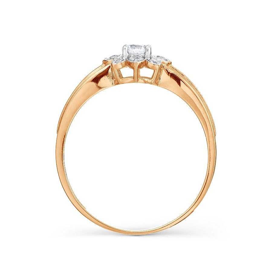 Ringe Zolotoy | Damen Ring Mit Zirkonia 585 Gold Bicolor