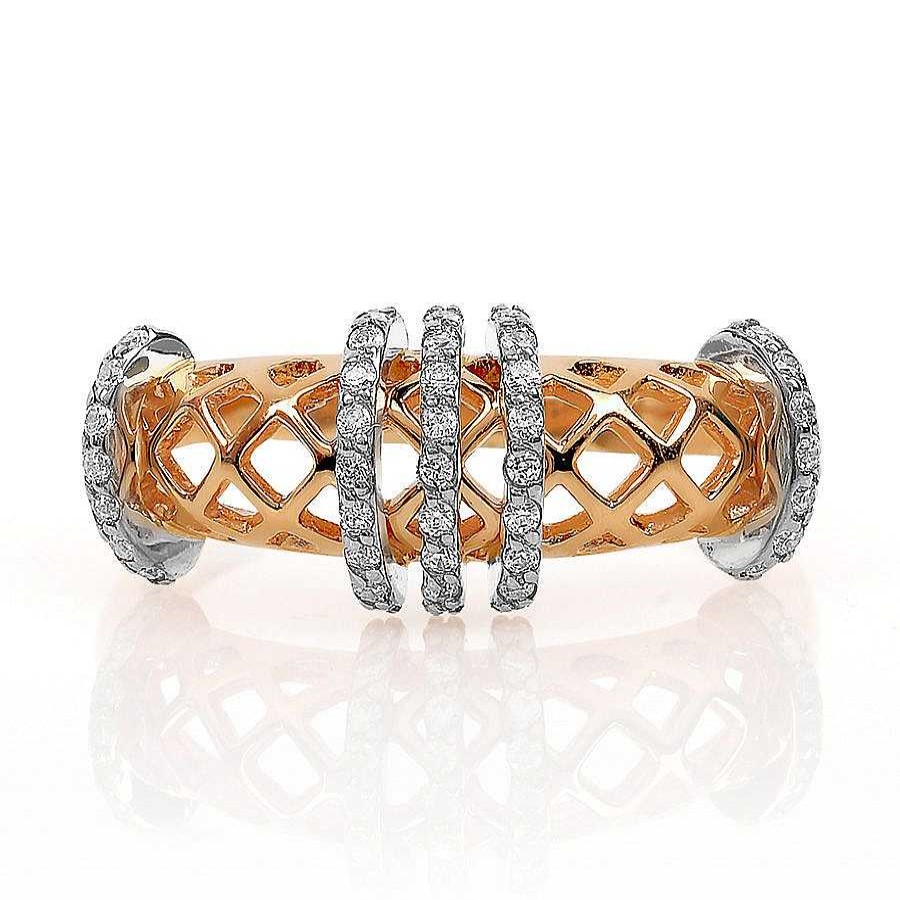 Ringe Zolotoy | Damen Ring 585 Rotgold Zirkonia Bicolor