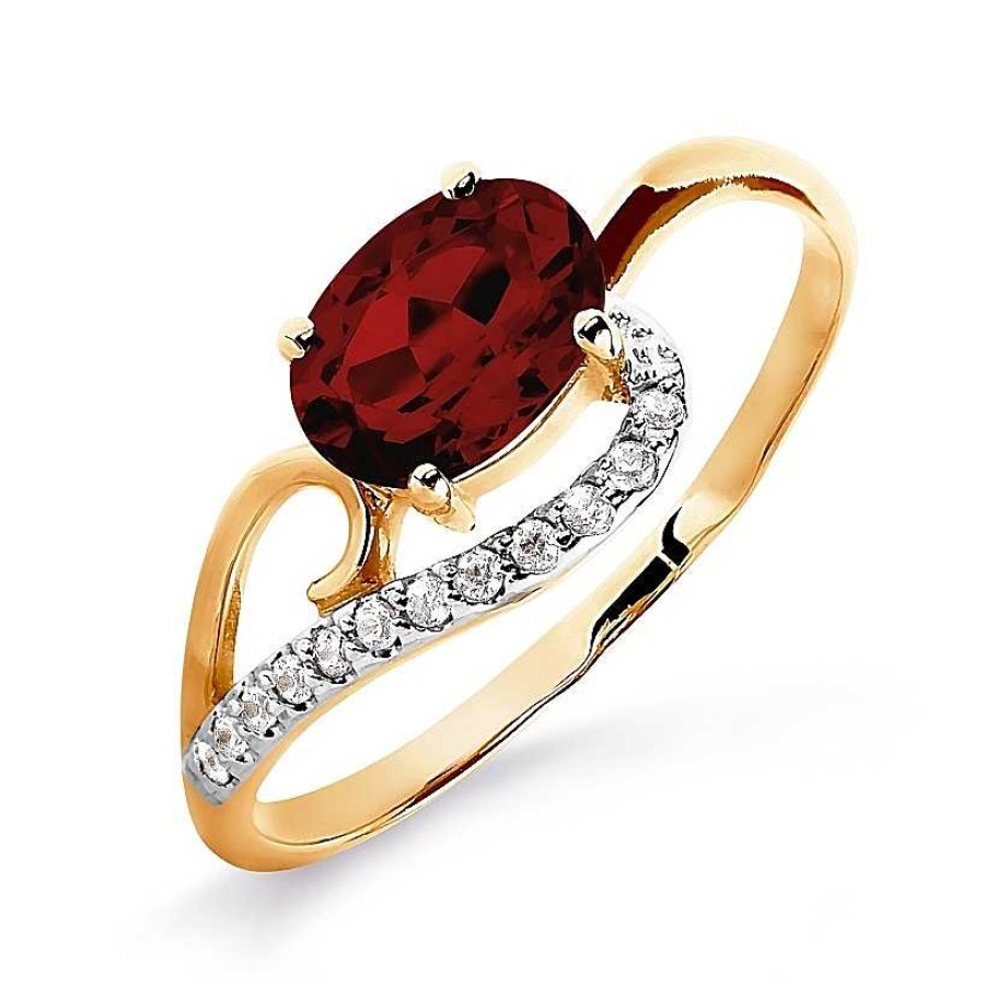 Ringe Zolotoy | Damen Ring 585Er Rotgold Granat Zirkonia